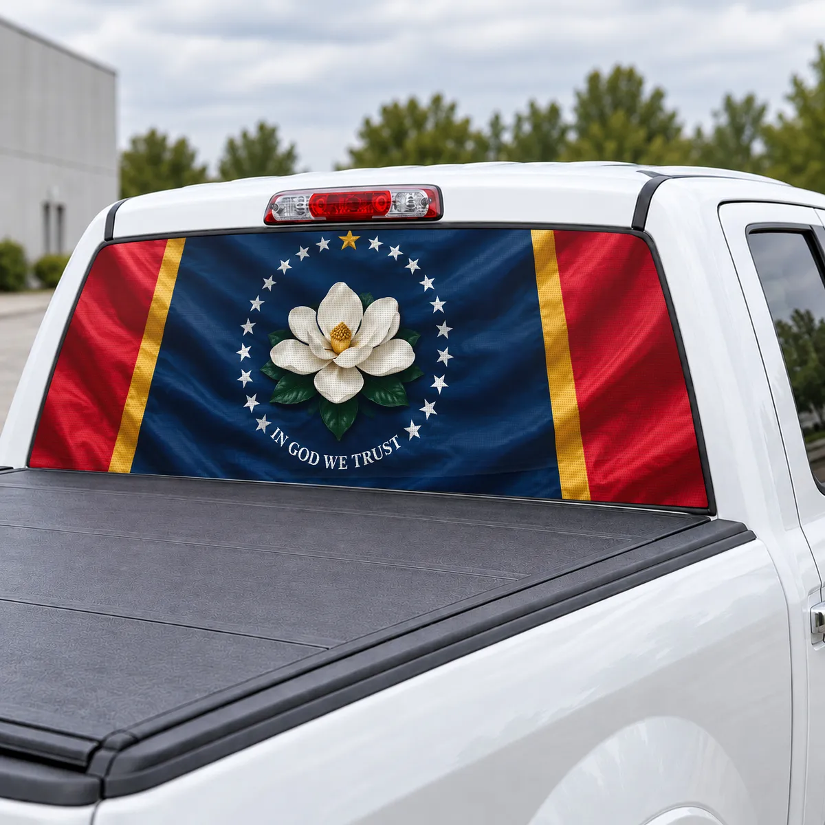 Mississippi Magnolia perforated rear window decal for Trucks, view 3 of 4