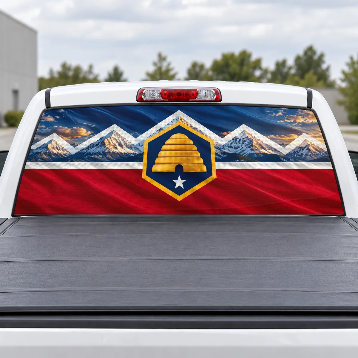 Utah Beehive perforated rear window decal for Trucks