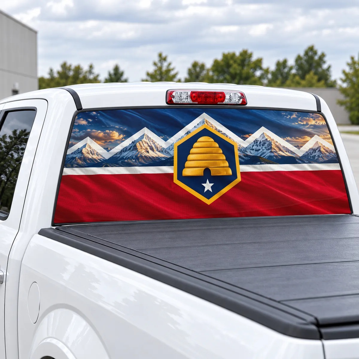 Utah Beehive perforated rear window decal for Trucks, view 2 of 4