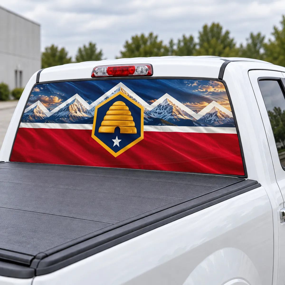 Utah Beehive perforated rear window decal for Trucks, view 3 of 4