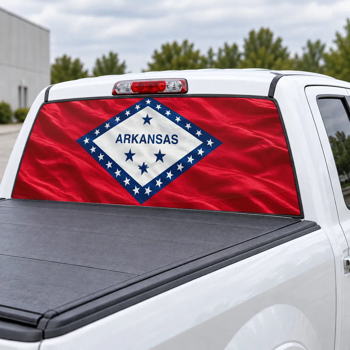 Arkansas Diamond perforated rear window decal for Trucks, view 3 of 4