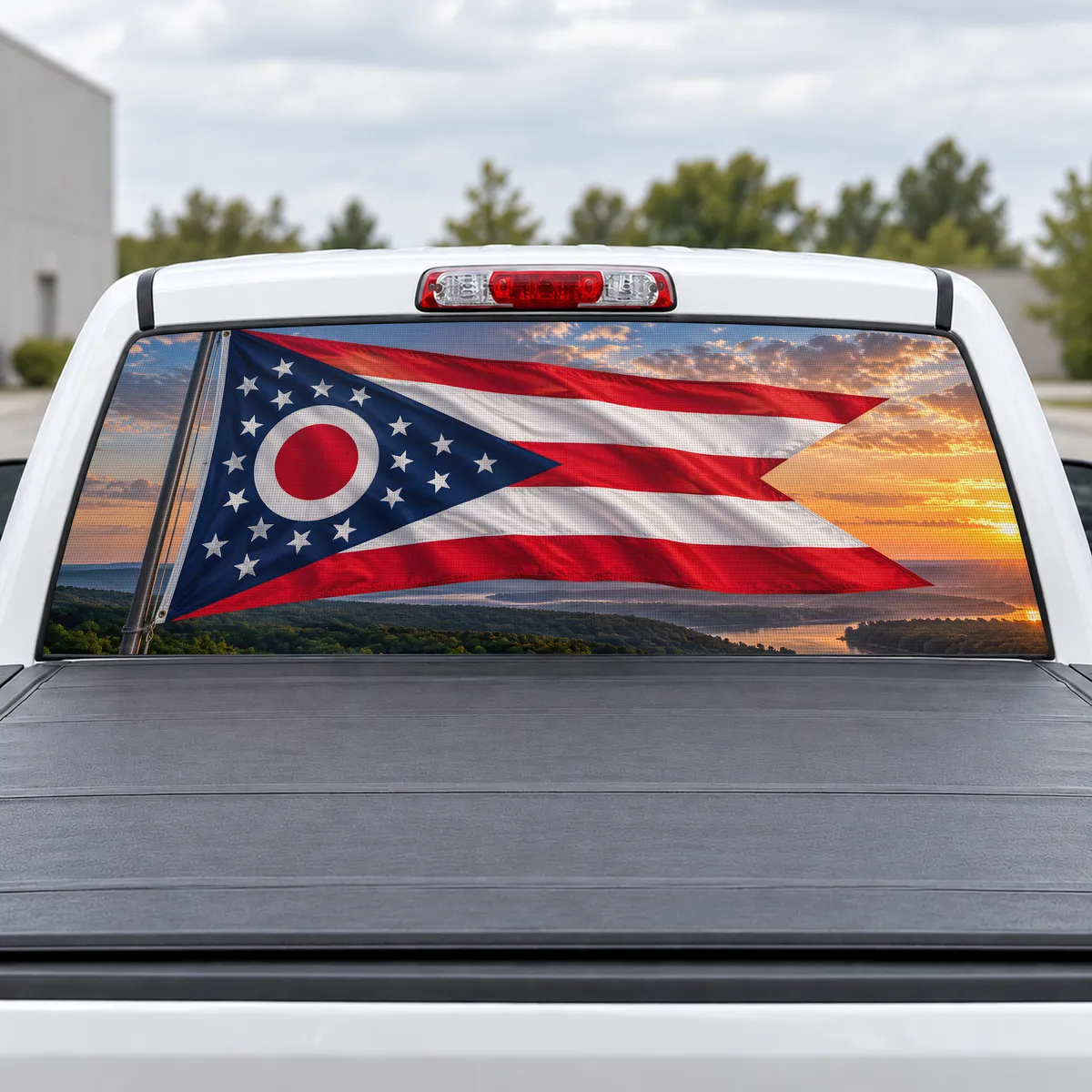 Ohio Burgee perforated rear window decal for Trucks
