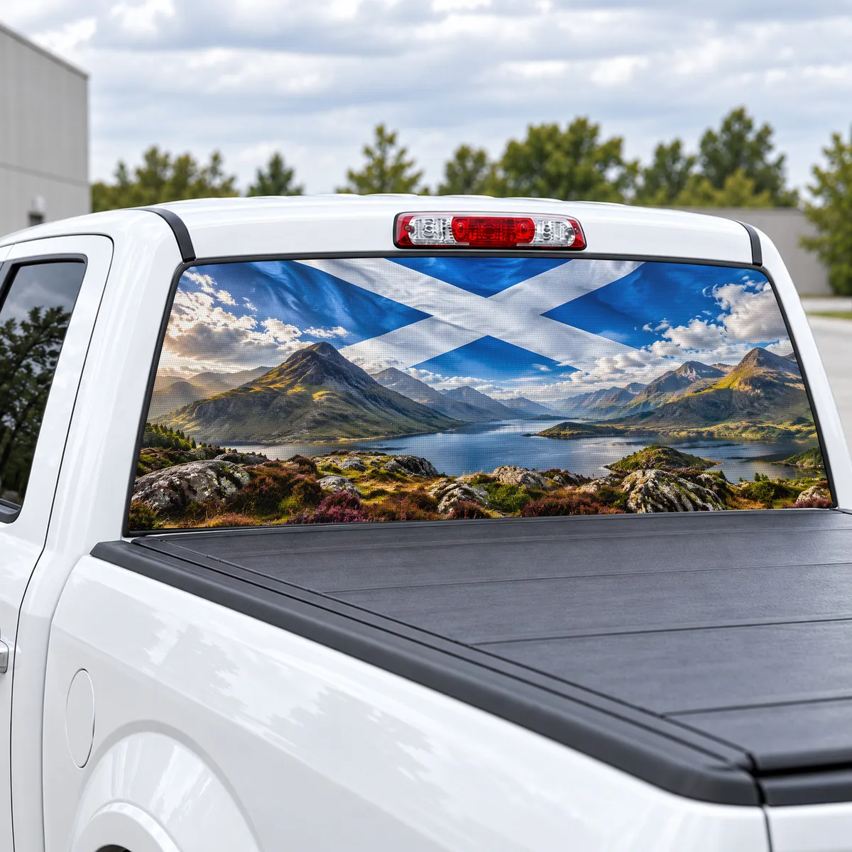 Scotland Saltire perforated rear window decal for Trucks, view 2 of 4