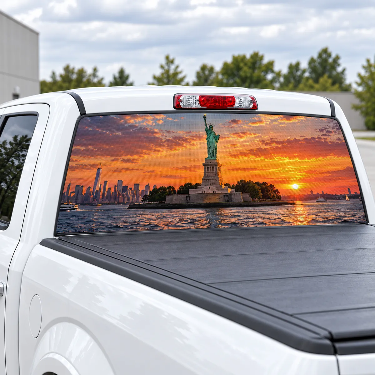 Liberty Harbor perforated rear window decal for Trucks, view 2 of 4