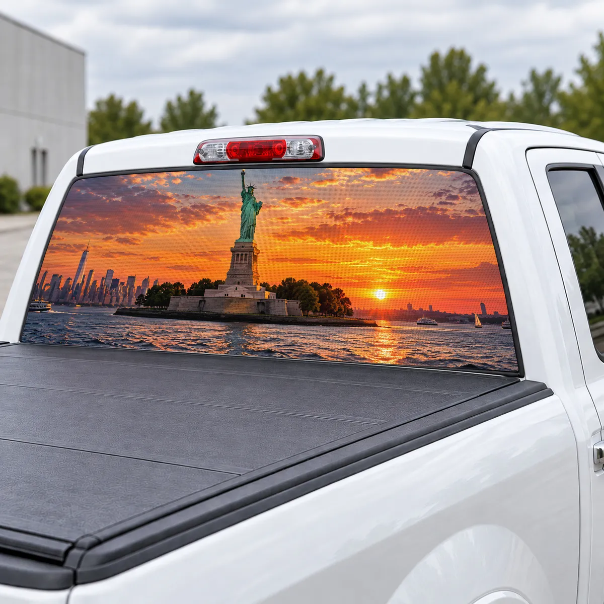 Liberty Harbor perforated rear window decal for Trucks, view 3 of 4