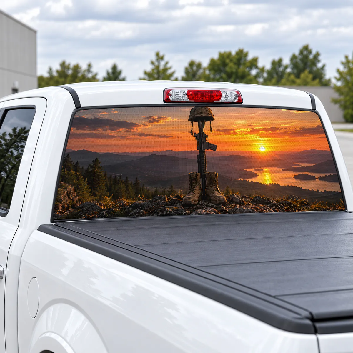 Battlefield Cross perforated rear window decal for Trucks, view 2 of 4
