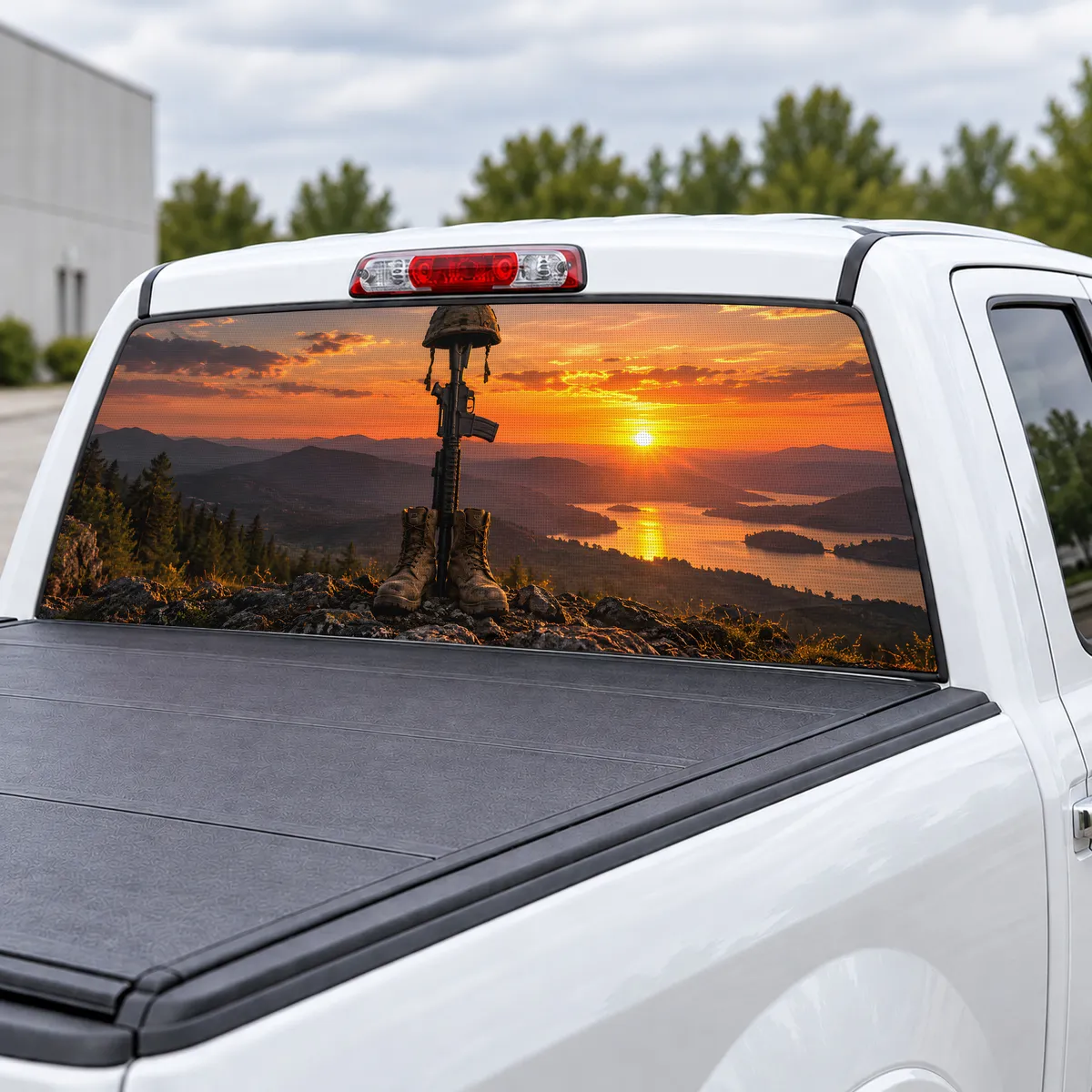 Battlefield Cross perforated rear window decal for Trucks, view 3 of 4