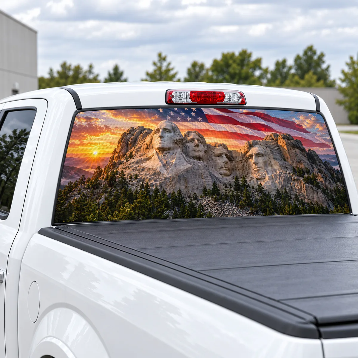 Mount Rushmore Dawn perforated rear window decal for Trucks, view 2 of 4