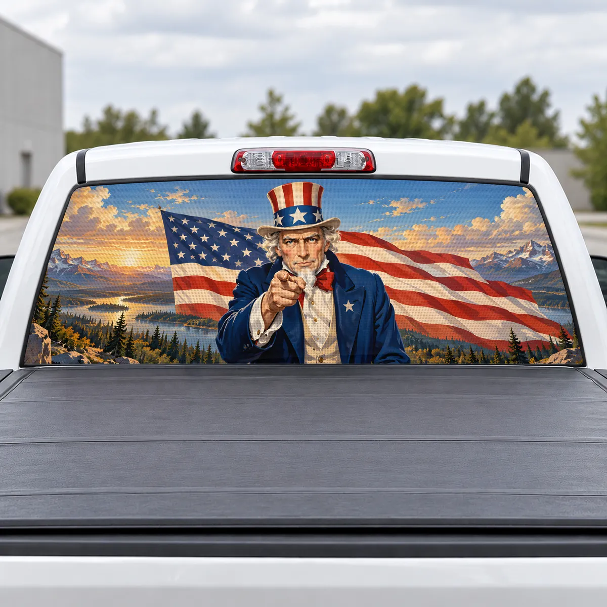Uncle Sam Classic perforated rear window decal for Trucks