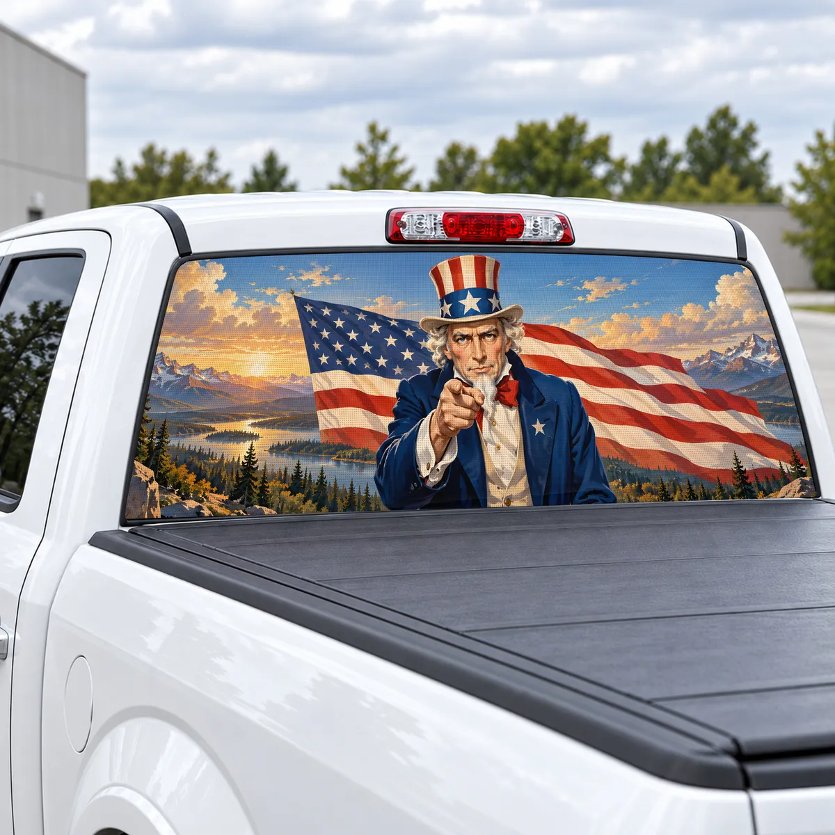 Uncle Sam Classic perforated rear window decal for Trucks, view 2 of 4