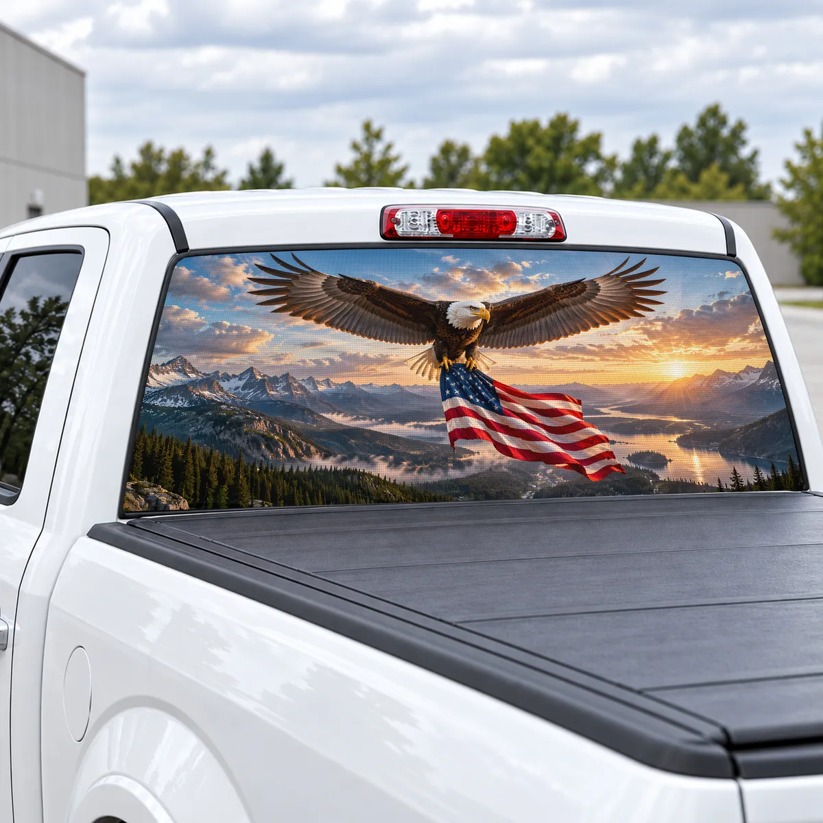 Eagle Talons Flag perforated rear window decal for Trucks, view 2 of 4
