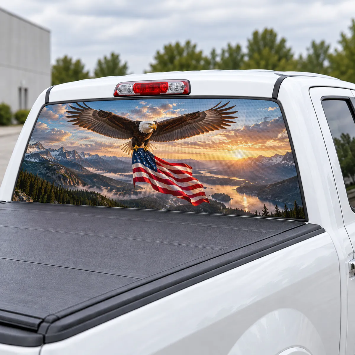 Eagle Talons Flag perforated rear window decal for Trucks, view 3 of 4