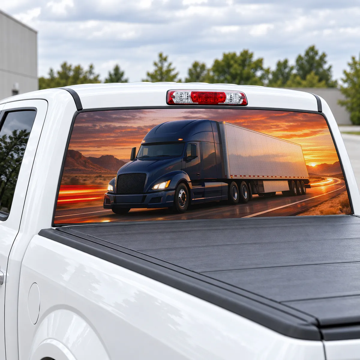 Big Rig Highway perforated rear window decal for Trucks, view 2 of 4