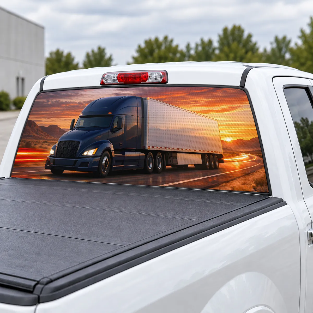 Big Rig Highway perforated rear window decal for Trucks, view 3 of 4