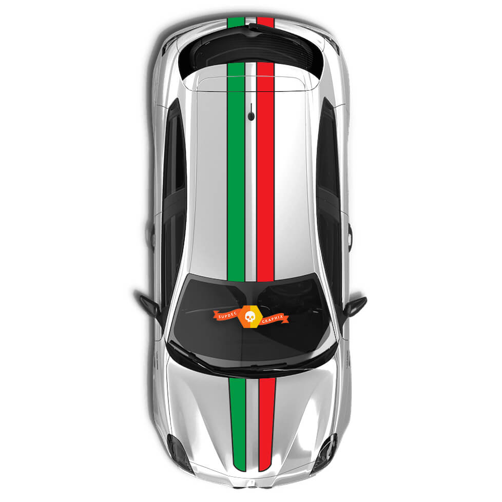 Stripes for ​Alfa Romeo Italian Flag Graphics and Decals (for white cars) with Black outline