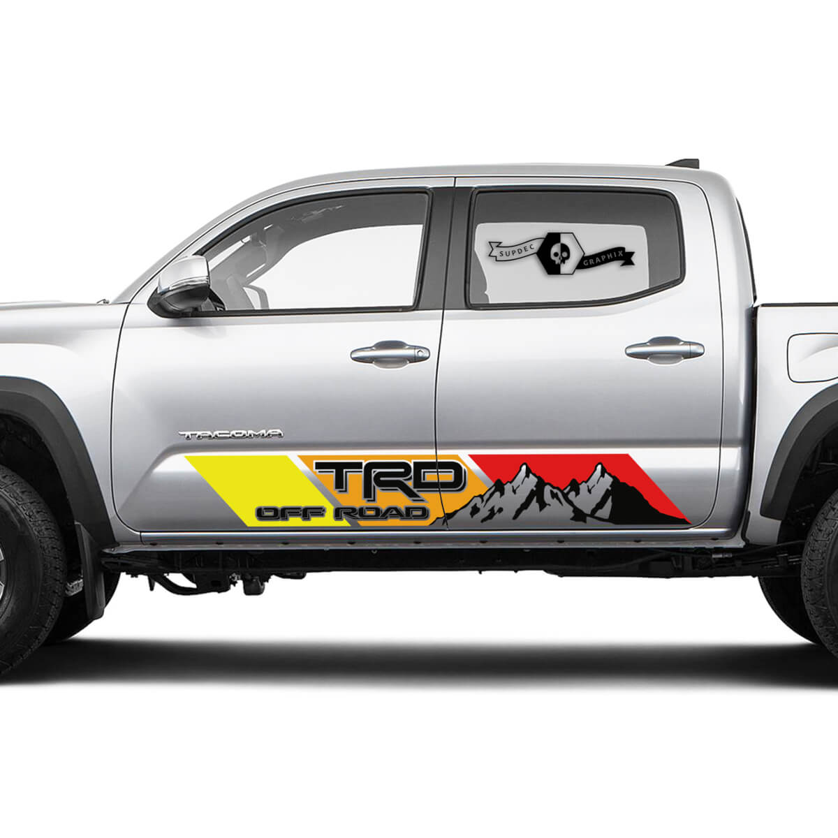 2 side TRD Mountain Off Road Rocker Panel Vinyl Stickers Vintage TOYOTA Colors Decals Stickers for Tacoma Tundra 4Runner Hilux