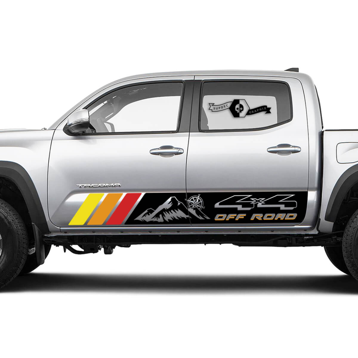2 side TRD Mountain Off Road 4x4 Rocker Panel Vinyl Stickers Compass Wind Rose TOYOTA Colors Decals Stickers for Tacoma Tundra 4Runner Hilux