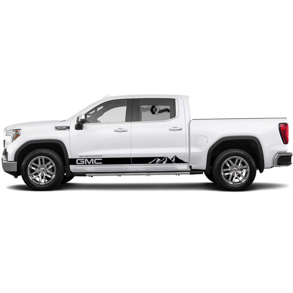 Stripes Side Rocker Panel Mountains Style Decals For GMC Sierra 1