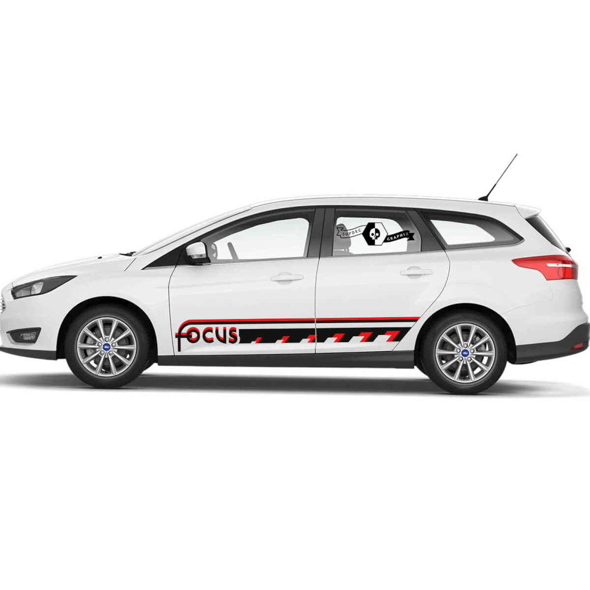 Side Doors Two Colors Rocker Panel vinyl decals stickers for Ford Focus