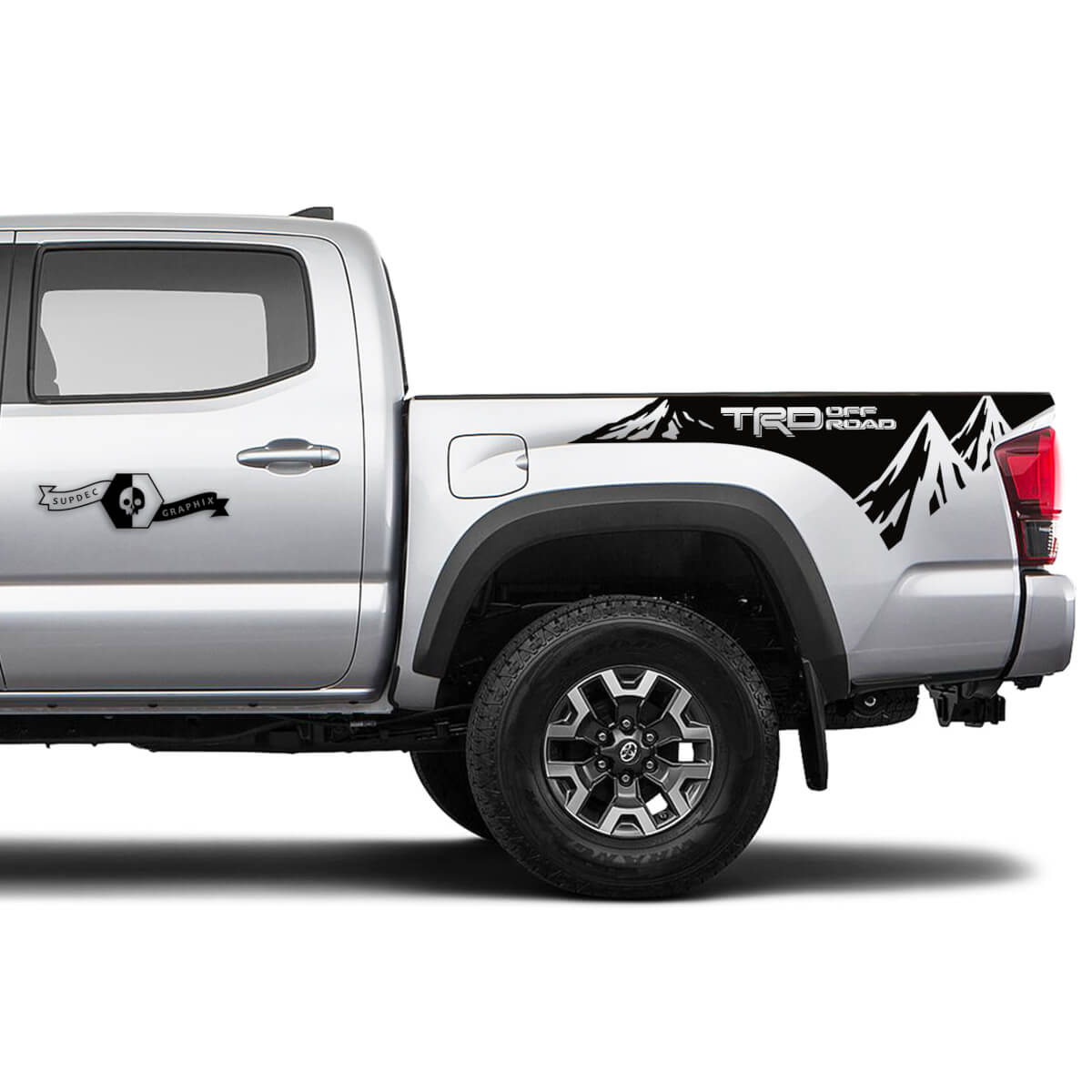 Pair TRD Off Road Side Tailgate Bed Mountain Vinyl Stickers TOYOTA Colors Decals Stickers for Tacoma Tundra 4Runner Hilux