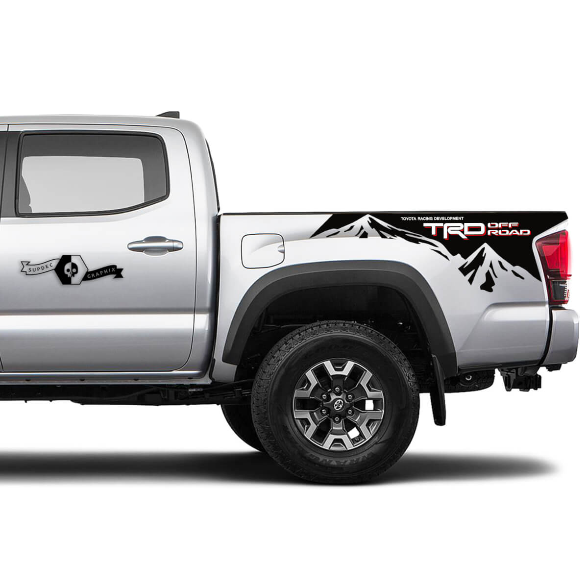 2 TRD Off Road Side Tailgate Bed Mountain Vinyl Stickers TOYOTA shadow Decals Stickers for Tacoma Tundra 4Runner Hilux