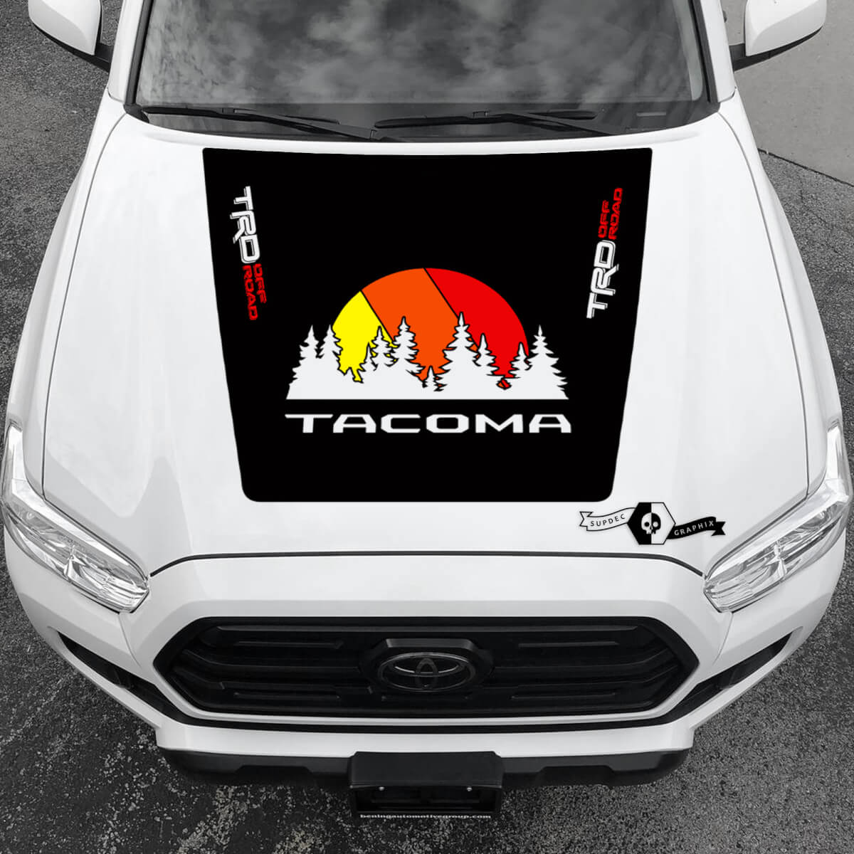 Tacoma TRD Sunrise Vintage TOYOTA Forest Off Road Hood Decals Stickers for Tacoma Tundra 4Runner Hilux