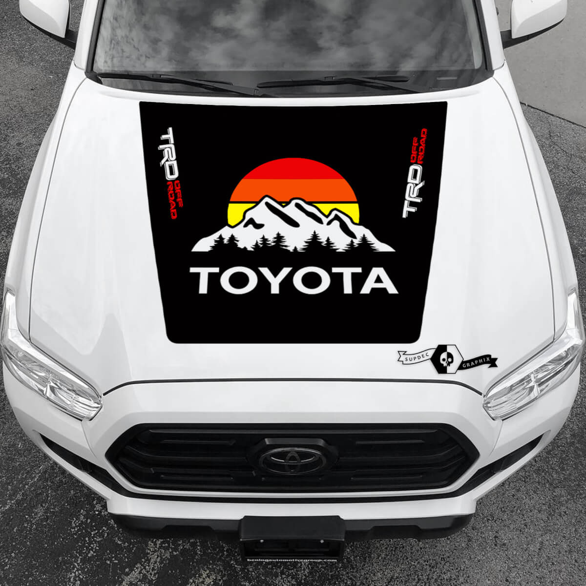 Tacoma TRD Sunrise Vintage TOYOTA Mountain Forest Off Road Hood Decals Stickers for Tacoma Tundra 4Runner Hilux