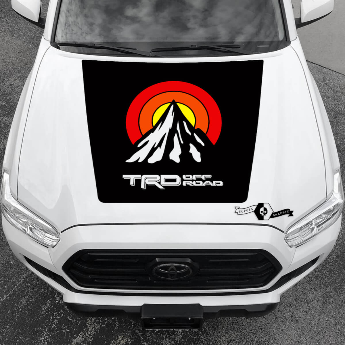 Tacoma TRD Sunrise Vintage TOYOTA Off Road Mountains Peak Summit Hood Decals Stickers for Tacoma Tundra 4Runner Hilux