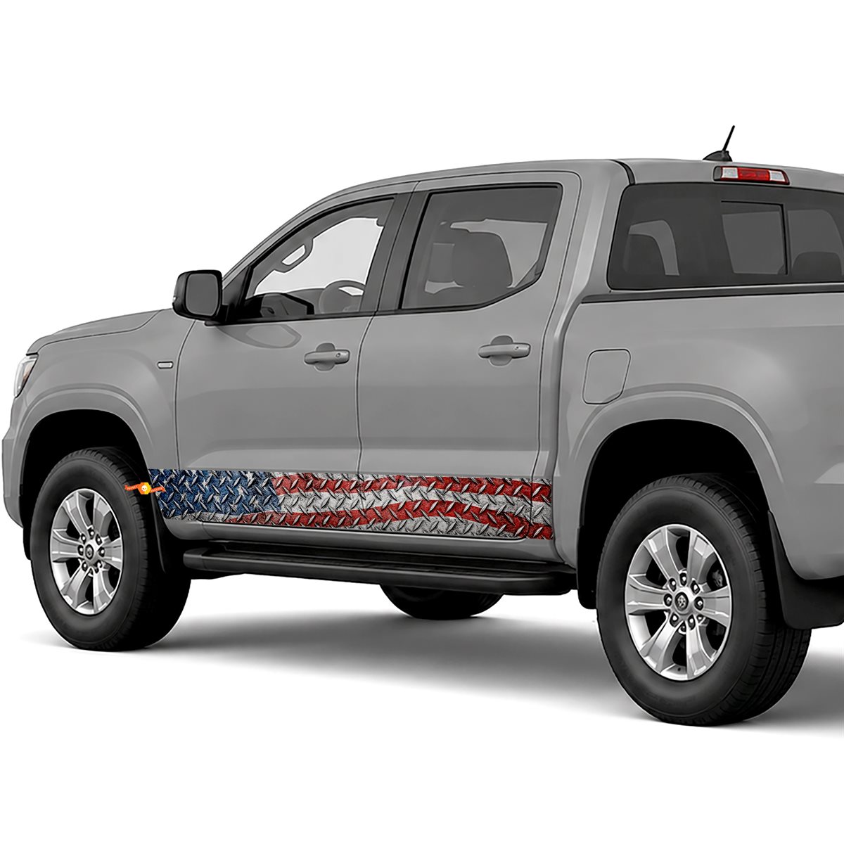 American Flag on Diamond Plate side stripes rocker panel decals stickers for Trucks