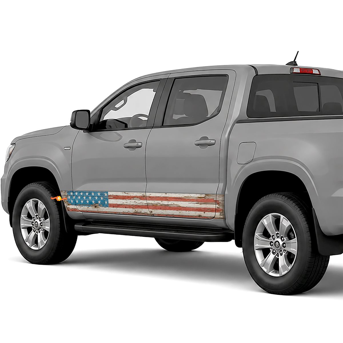 American Flag on Distressed Wood side stripes rocker panel decals stickers for Trucks