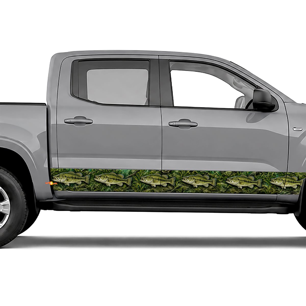 Bass Fishing Camouflage side stripes rocker panel decals, view 3 of 4