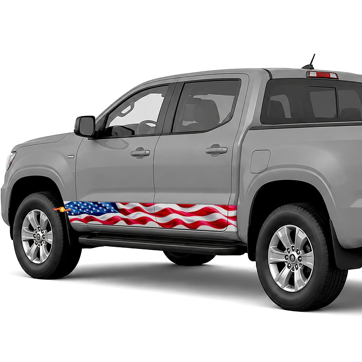 Full Color Waving American Flag side stripes rocker panel decals stickers for Trucks