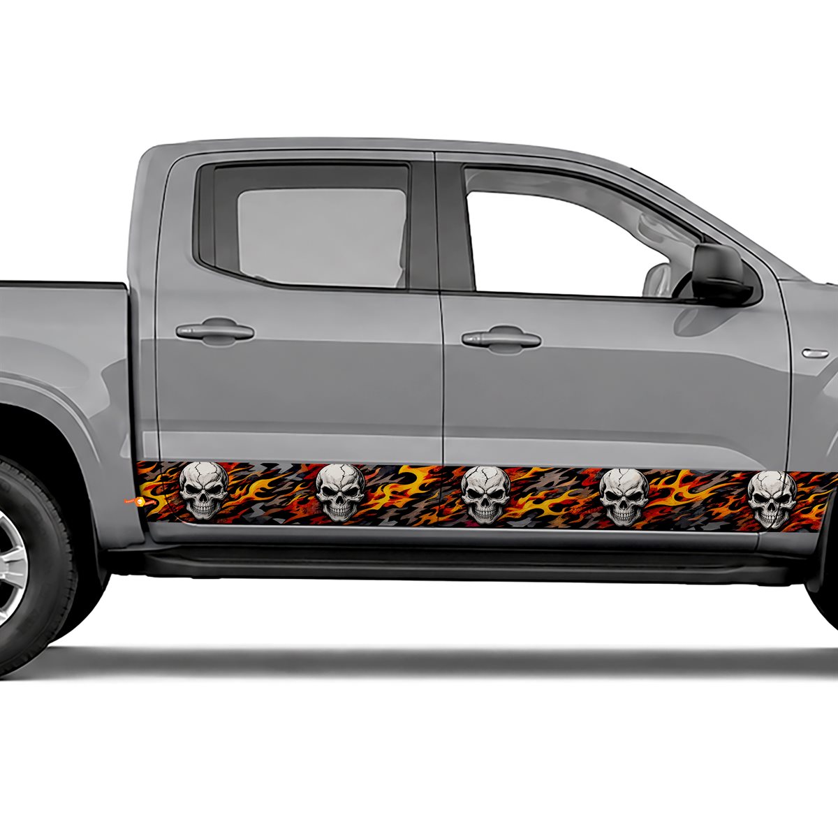 Skull Flame Camouflage side stripes rocker panel decals, view 3 of 4