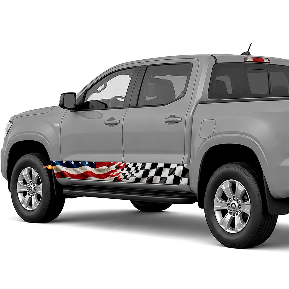 American Flag Checkered Racing side stripes rocker panel decals stickers for Trucks