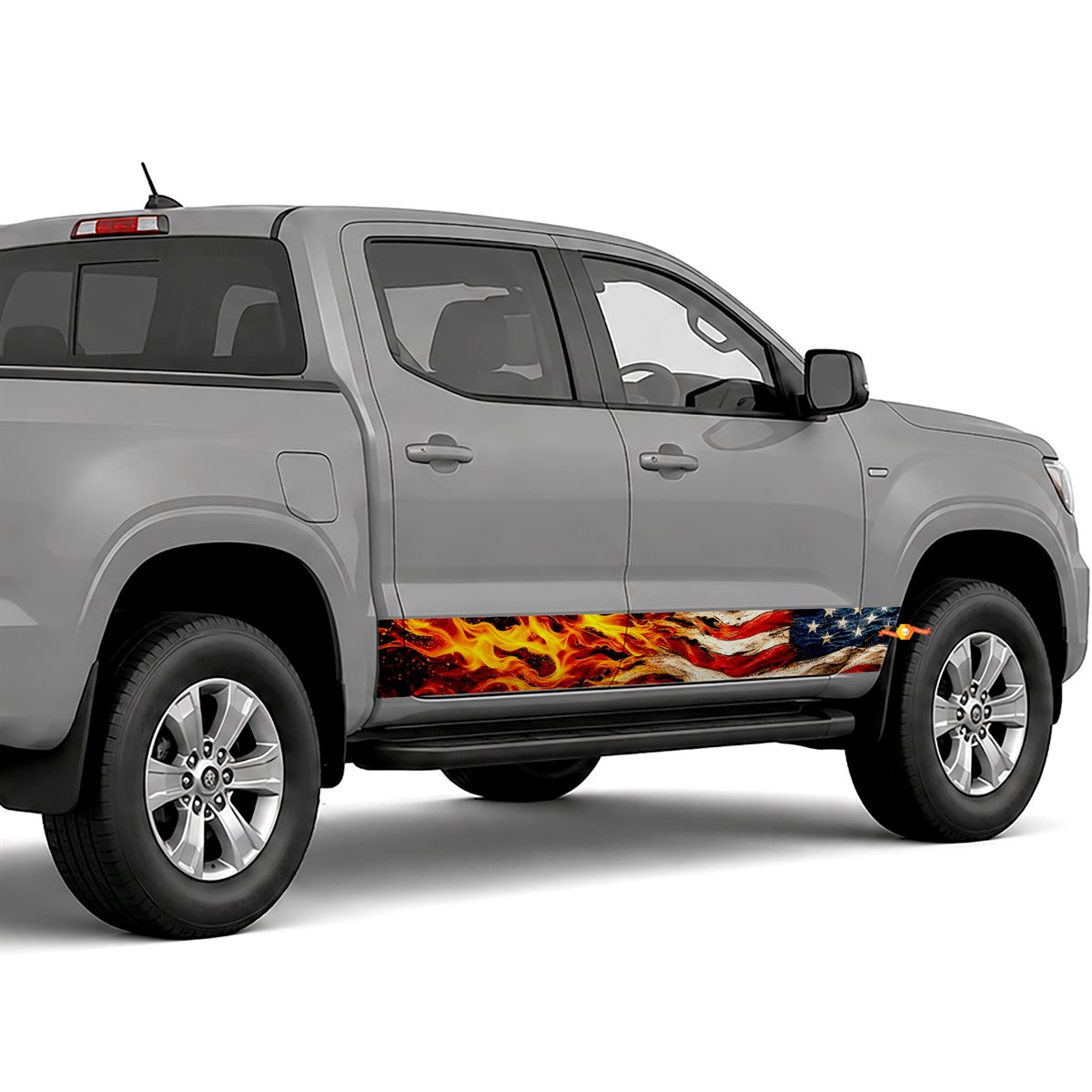 American Flag Flames side stripes rocker panel decals, view 2 of 2