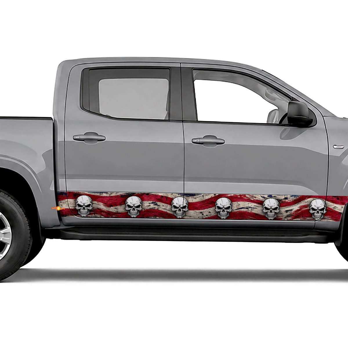 American Flag Skull side stripes rocker panel decals, view 3 of 4