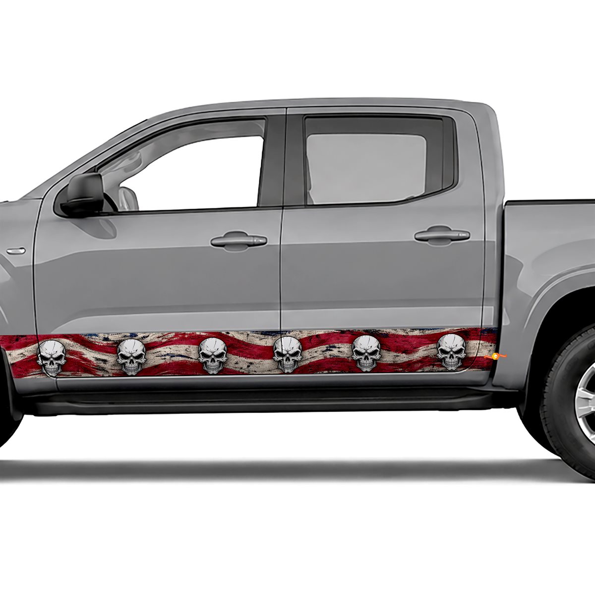 American Flag Skull side stripes rocker panel decals, view 4 of 4