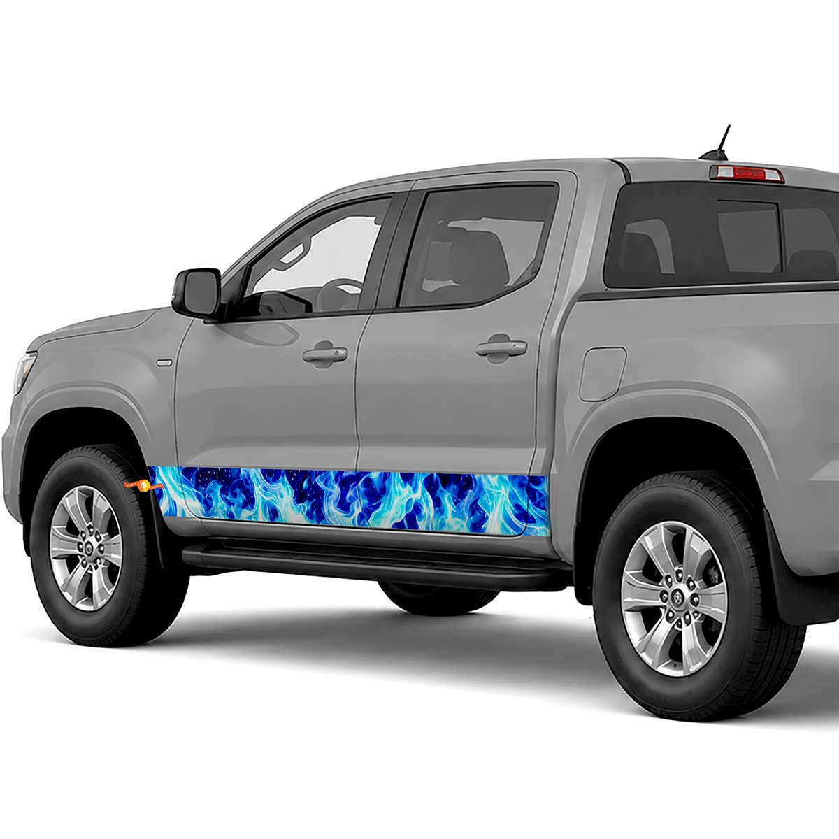 Blue Realistic Flames side stripes rocker panel decals stickers for Trucks