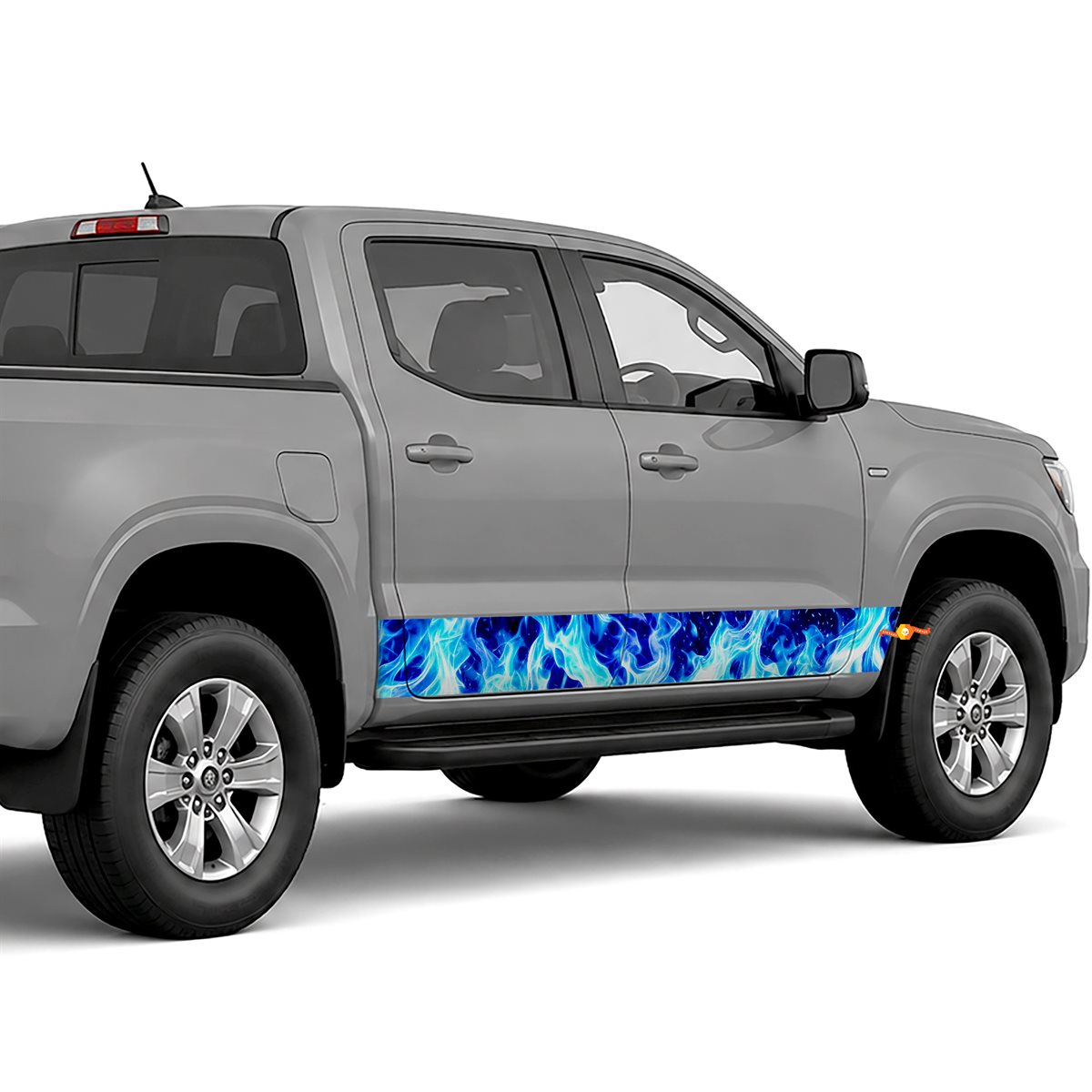 Blue Realistic Flames side stripes rocker panel decals, view 2 of 2