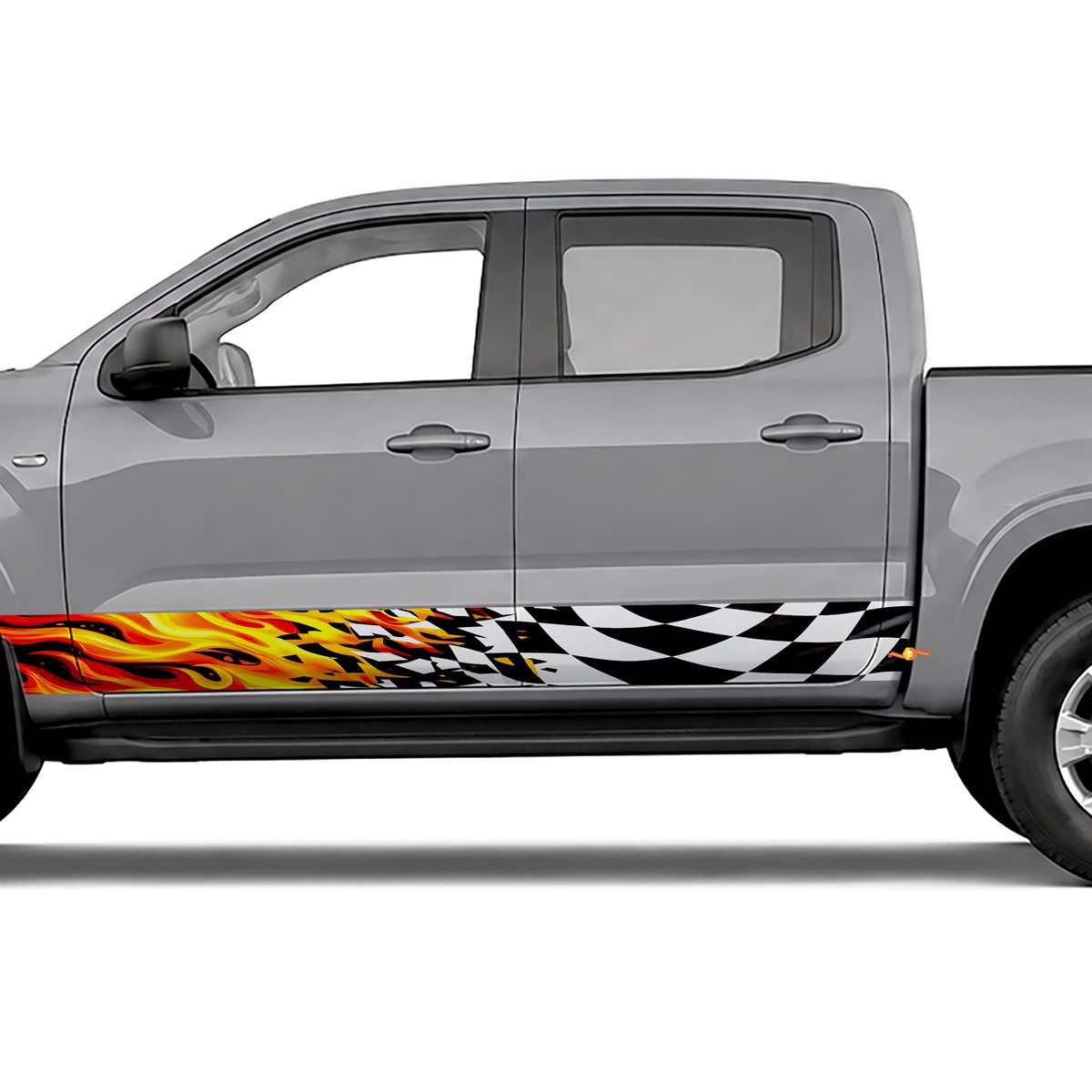 Checkered Flag Flames side stripes rocker panel decals, view 4 of 4