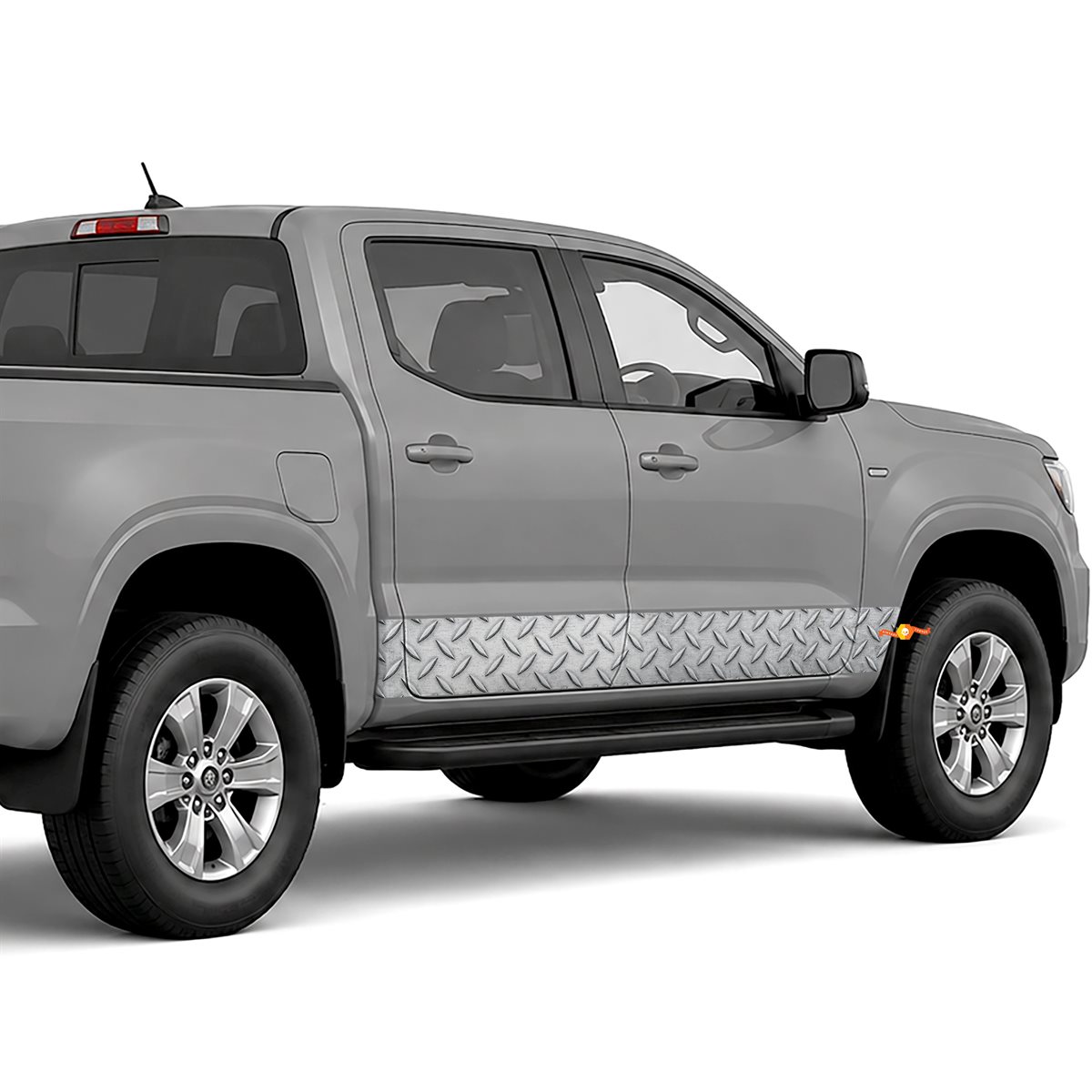 Diamond Plate Metal side stripes rocker panel decals, view 2 of 2