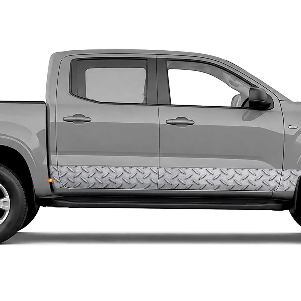 Diamond Plate Metal side stripes rocker panel decals, view 3 of 4