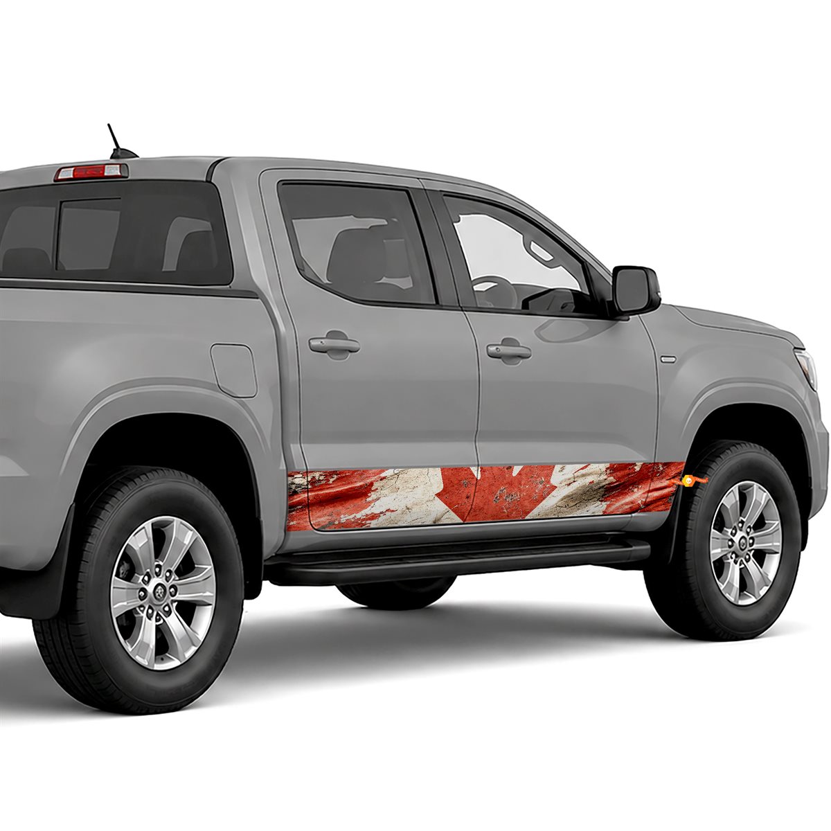 Distressed Canadian Flag side stripes rocker panel decals, view 2 of 2