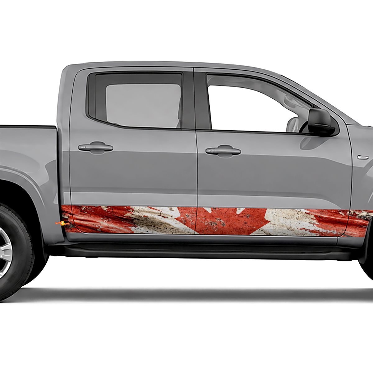 Distressed Canadian Flag side stripes rocker panel decals, view 3 of 4