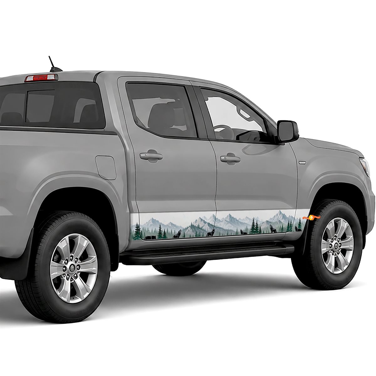 Mountain Forest with Wolf side stripes rocker panel decals, view 2 of 2