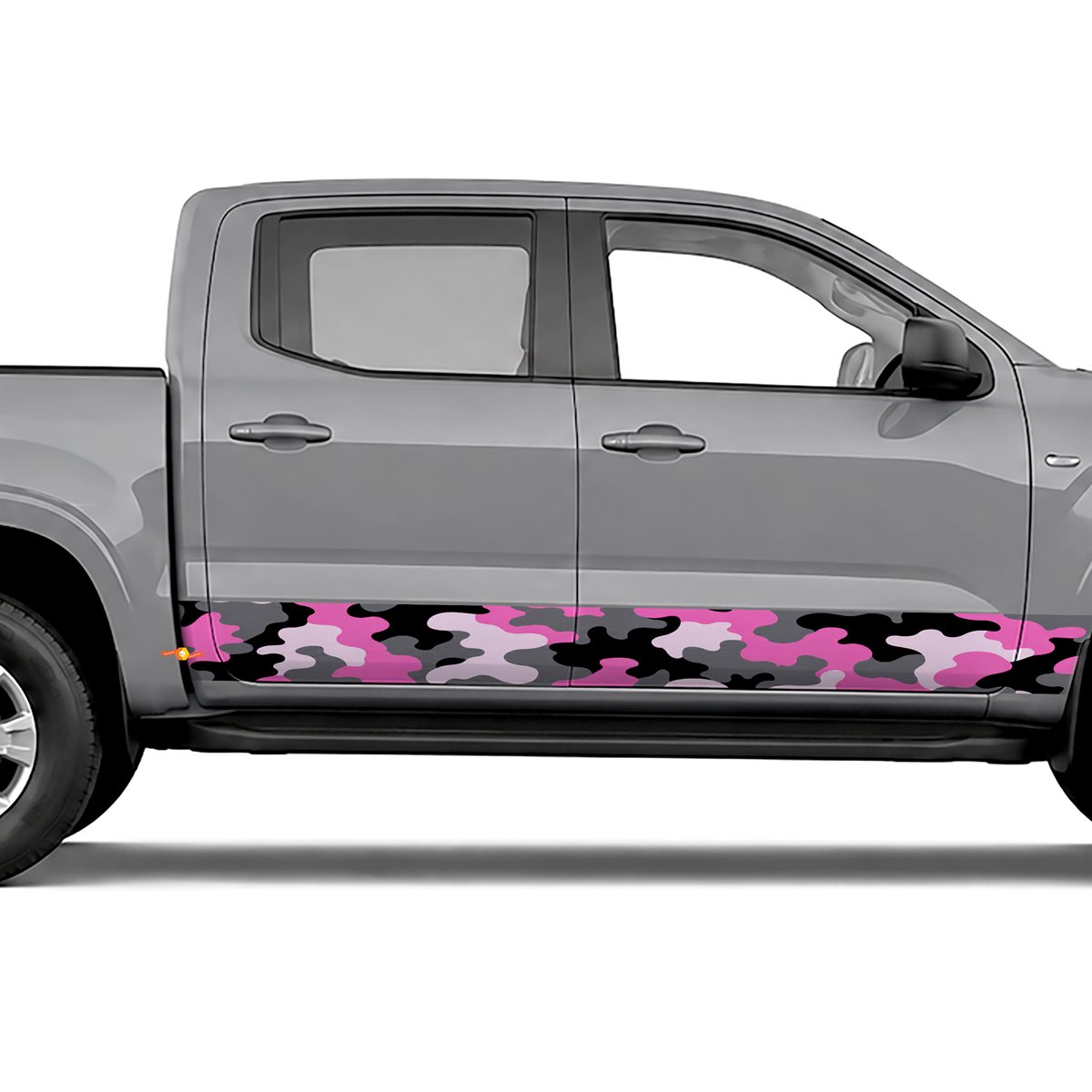 Pink and Black Camouflage side stripes rocker panel decals, view 3 of 4