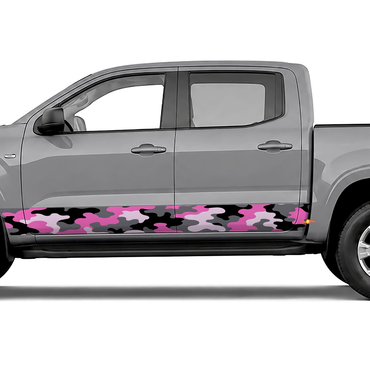 Pink and Black Camouflage side stripes rocker panel decals, view 4 of 4