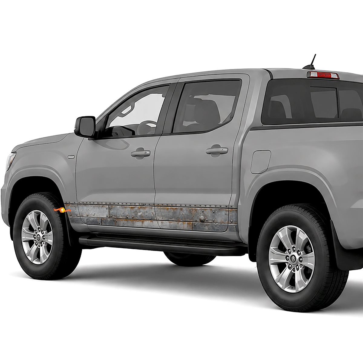 Riveted Distressed Steel side stripes rocker panel decals stickers for Trucks