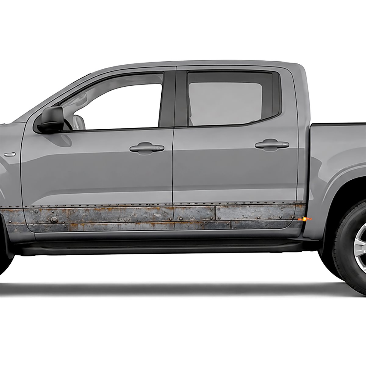 Riveted Distressed Steel side stripes rocker panel decals, view 4 of 4