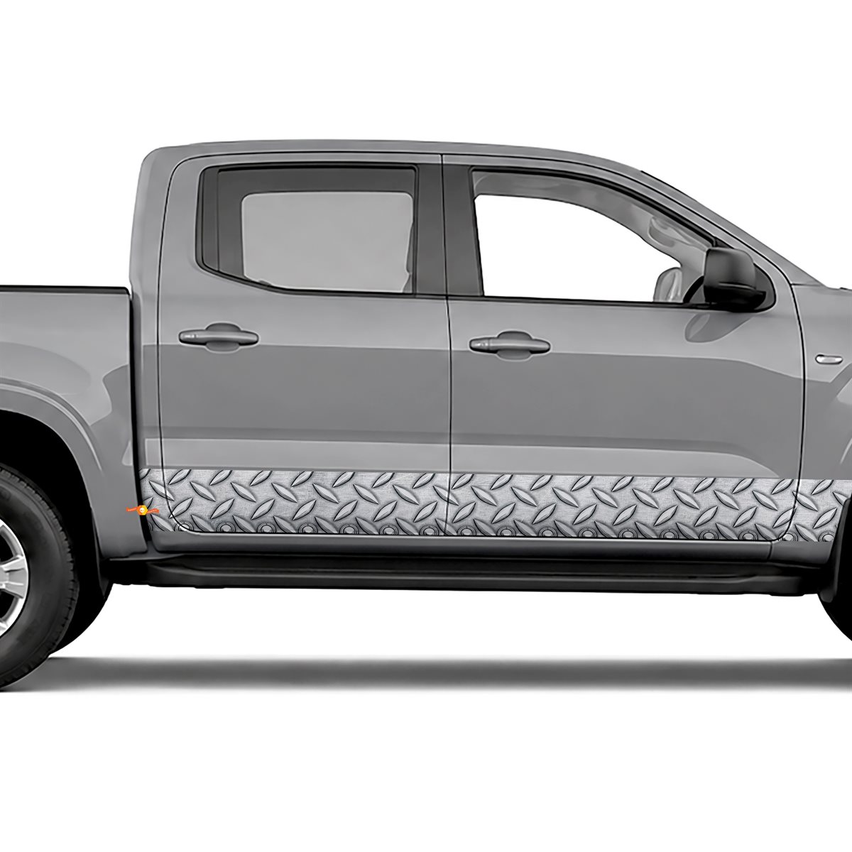 Studded Diamond Plate side stripes rocker panel decals, view 3 of 4